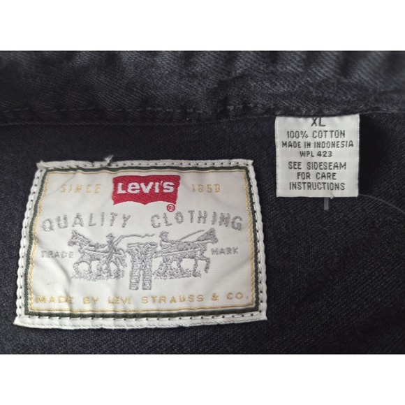 Levi's Denim Shirt XL Button Up Black Fade Workwear Y2K Vintage Style Cotton - Picture 4 of 6